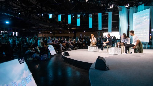 republica Stage 2022 Medienmachende als Marke –– Eva Schulz, Tilo Jung, Iris Gavric , Richard Gutjahr.
