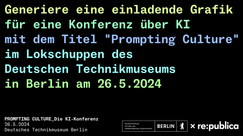 Generiere eine einladende Grafik für eine Konferenz über KI mit dem TItel "Prompting Culture"