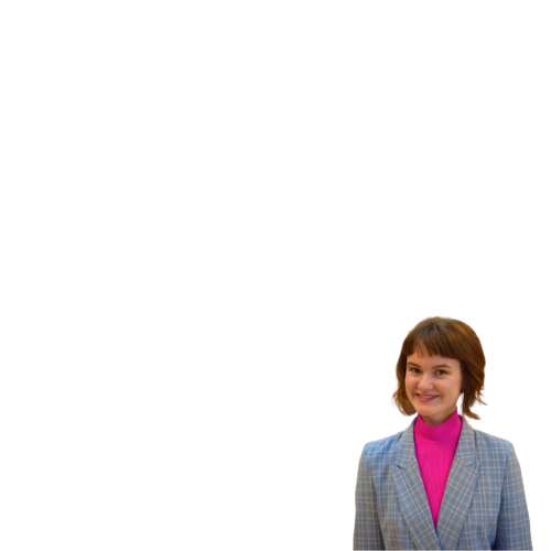 Tiny Nina in bottom right corner on white background.